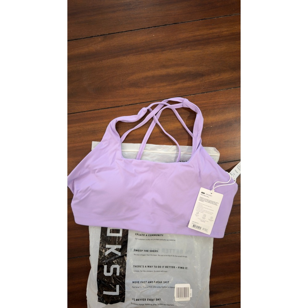 LSKD Aspire Sports Bra Lavender Purple (Violet Ray) Strappy Back Size L NWT NEW